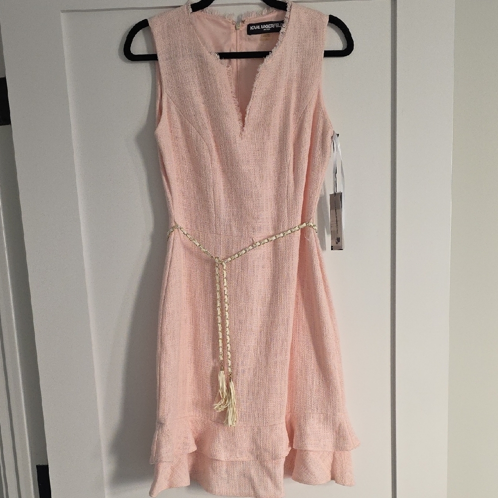 Karl Lagerfeld Pink V-Neck Sheath Dress